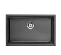 Lavello da cucina con 1 vassoio 70 x 44 cm, Auralum Lavello in acciaio inox con set di scarico e tappo, lavabo da cucina da incasso, a fiori o sotto piano, lavello nero