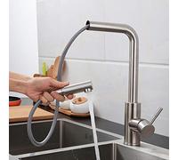 Lavello da Cucina con doccetta Estraibile, Acciaio Inossidabile Spazzolato 304, 2 Maniglie Estraibili rotanti per Acqua Calda e Fredda, lavello da Cucina, Acciaio Inossidabile A