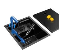 Lavello Da Cucina Con Lavabicchieri Integrato E Coperchio A Vasca Singola In Acciaio Inossidabile Ideale Per Piccoli Appartamenti E Camper(38 * 45cm)