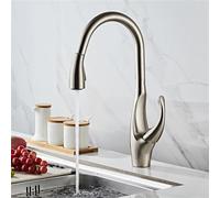 Lavello da Cucina Cromato Lavello da Cucina Miscelatore monocomando con beccuccio Estraibile in Ottone Rubinetto per Acqua Calda e Fredda Gru Nera
