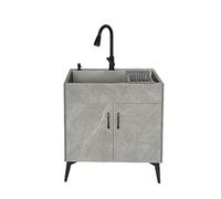 Lavello da Cucina da Esterno con Mobile, Lavello in Acciaio Inox Commerciale a Vasca Singola, con Rubinetto per Tubo Dell'Acqua Calda e Fredda, per Ristorante, Cucina, Lavanderia ( Color : A , Size :