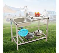 Lavello Da Cucina Da Giardino Esterno, Lavello Commerciale in Acciaio Inossidabile con Rubinetto Freddo Singolo, Lavabo di Utilità, Facile Da Montare, Per Garage, Ristorante, Lavanderia (Size : 75x40