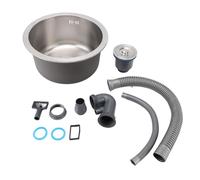 Lavello da cucina di Drikou, 304 Acciaio inossidabile Spazzotela spazzolato Sin lavatrice rotonda per casa per la casa 36 cm