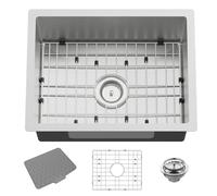 Lavello da cucina e bar in acciaio inox, 53 x 40,6 cm, piccolo sottopiano, lavello da cucina e bar, scelta ideale per piccoli spazi, aree di preparazione, camper con griglia inferiore, tappetino per