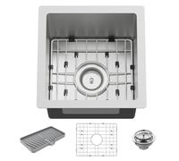 Lavello da cucina e bar in acciaio inox da 33 x 33 cm, piccolo sottotop singolo lavello da cucina e bar, scelta ideale per piccoli spazi, aree di preparazione, camper con griglia inferiore, tappetino