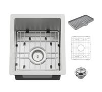 Lavello da cucina e bar in acciaio inox da 33 x 38 cm, piccolo sottotop singolo lavello da cucina e bar, scelta ideale per piccoli spazi, aree di preparazione, camper con griglia inferiore, tappetino