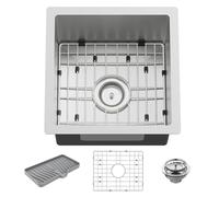 Lavello da cucina e bar in acciaio inox da 38 x 38 cm, piccolo sottotop singolo lavello da cucina e bar, scelta ideale per piccoli spazi, aree di preparazione, camper con griglia inferiore, tappetino