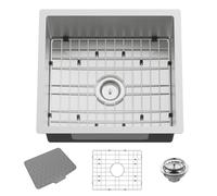 Lavello da cucina e bar in acciaio inox da 50,8 x 45,7 cm, piccolo sottopiano, lavello da cucina e bar, scelta ideale per piccoli spazi, aree di preparazione, camper con griglia inferiore, tappetino