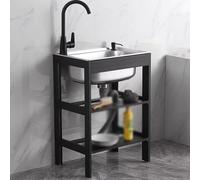 Lavello da cucina for ristorante commerciale, lavello a vasca singola in acciaio inossidabile 304, con gambe del filtro di scarico del tubo flessibile del rubinetto(52 * 38cm)