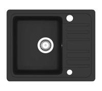 Lavello da Cucina Granito Nero Singolo Vassoio Extra Profondo Reversibile | Resistente al calore graffi urti, facile da pulire, installazione sinistra destra, uso quotidiano, design senza tempo