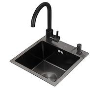 Lavello da cucina in acciaio inossidabile 304 con rubinetto a cascata Flying Rain, rivestimento nano grigio canna di fucile