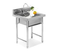 Lavello da cucina in acciaio inossidabile 304, lavello da cucina indipendente con rubinetti caldi e freddi, dotato di un kit di scarico a 3 fori, adatto per bar e veicoli da campeggio (60 x 60 x 90 cm