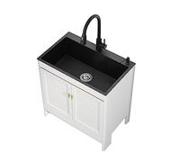 Lavello da cucina in acciaio inossidabile con mobile, rubinetto estraibile, vasca singola per bagno, lavanderia, garage, uso commerciale