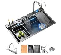 Lavello Da Cucina In Acciaio Inossidabile Con Portacoltelli, Lavabo Multifunzionale Per Verdure Con Rubinetto Estraibile(88 * 48cm(R))