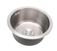 Lavello da Cucina in Acciaio Inossidabile Design Rotondo a Vasca Singola Finitura Spazzolata Materiale Premium 304, Installazione Diretta con Scarico Sottoscarico, Diametro