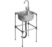 Lavello da Cucina in Acciaio Inossidabile, Lavello Commerciale, Lavelli A Vasca Singola da Campeggio Autoportanti, Rubinetto Incluso, Lavelli di Utilità Esterna, per Camera, Garag, A, 42x37x75