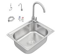 Lavello da cucina in acciaio inossidabile Lavello da cucina o da bancone a 1vasca Facile da pulire for cucine, hotel, bagni e lavanderie(B,50 * 40 * 20.5cm/19.7 * 15.7 * 8.1in)