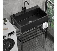 Lavello da cucina in acciaio inossidabile Lavello industriale a vasca singola con rubinetto Postazione di lavoro in metallo per lavanderia e ristorante Design indipendente per prestazioni pesanti