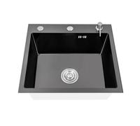Lavello Da Cucina In Acciaio Inossidabile Nero Incasso Con Dispenser Di Sapone Scolapiatti Vasca 50 * 45 20 Cm Facile Da Pulire