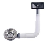 Lavello da cucina in acciaio inox, 114 mm, scolapiatti con troppopieno e tubo flessibile, interfaccia quadrata, per lavello da cucina