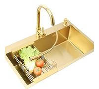 Lavello da cucina in acciaio inox 304 con barra estraibile e set di rack di scarico (75 x 45 cm) Slish d h & al Accessori da cucina