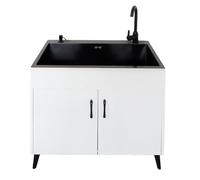 Lavello da cucina in acciaio inox 304 con unità di immagazzinaggio estraibile rubinetto e nero rubinetto da bagno console stand per cucina ristorante e cortile uso