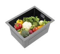Lavello da cucina in acciaio inox, con cestello, antiruggine, durevole, angoli a forma di R per una facile pulizia, sicurezza di troppopieno 15,75 x 11,81 x 7,87 cm