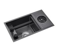 Lavello da cucina in acciaio inox con coperchio per rubinetto di sollevamento, lavabo singolo per bancone bar o ristorante, installazione a scomparsa