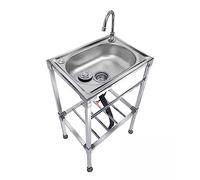 Lavello da cucina in acciaio inox con rubinetto da giardino esterno lavello 1 vassoio perfetto per hotel ristorante bar lavanderia Dimensioni: 60 x 45 x 83 cm ed elegante.