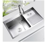 Lavello da cucina in acciaio inox con rubinetto, lavabo, doppia vasca, facile da pulire, ideale per casa, piscina, balcone, stanza, design 700 mm