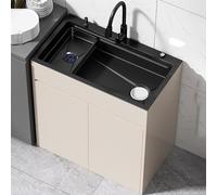 Lavello da Cucina in Acciaio Inox con rubinetto, Lavandino da esterno a libera installazione con 1 vasca，Bello e durevole，Acciaio Inox Esterno Lavello Con mobile base，per cucina, lavanderia(80*45cm)