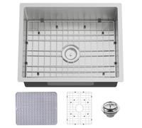 Lavello da cucina in acciaio inox da 61 x 48 cm, sottotipo, lavello da cucina, look elegante e moderno, con griglia inferiore, tappetino in silicone e scarico per aggiungere eleganza e migliorare