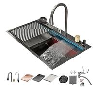 Lavello Da Cucina In Acciaio Inox Di Grande Capacità Per Lavare Le Verdure Con Portacoltelli E Rubinetto Estraibile(86 * 52cm)