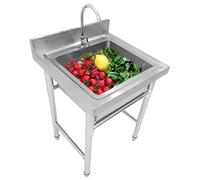 Lavello da cucina in acciaio inox, lavello da cucina con rubinetto, 1 scomparto, cucina commerciale indipendente, vasca singola, vasca extra profonda per lavanderia, ristorante, lavanderia,