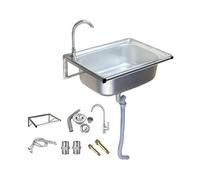 Lavello da cucina in acciaio inox, lavello multiuso professionale con rubinetto e kit di scarico, per interni ed esterni: cucina, casa, garage, ristorante, lavanderia, lavaggio delle mani