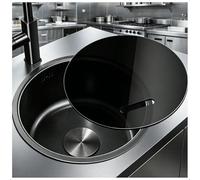 Lavello Da Cucina In Acciaio Inox, Lavello Rotondo Spazzolato, Lavello Da Incasso Piccolo, Lavello Sottopiano/Soprapiano Con Filtro Di Scarico, 1 Bacino Senza Foro Per(38cm)
