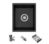 Lavello da cucina in acciaio inox nero Cact 35 x 25 cm - vasca singola sottopiano con scolapiatti e scolapiatti - perfetto per piccole cucine, bar, locali e spazi moderni