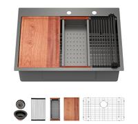 Lavello da cucina in acciaio inox nero canna di fucile 30 Drop In Workstation