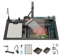 Lavello da cucina in acciaio inox nero con cascata Fau Multial Dual Mode Display digitale include accessori spazioso 80 x 45 x 22 cm perfetto per cucine moderne e ristrutturazioni domestiche