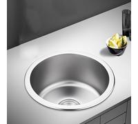 Lavello da cucina in Acciaio Inox Spazzolato Lavandino Rotondo Vasca Singola Lavandino Tondo per Bagno Home Bar Bacino Rotondo,Lavello sottopiano con filtro di scarico (32x32cm)
