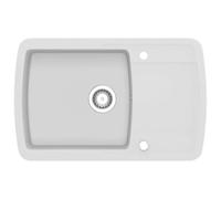 Lavello da Cucina in Granito Bianco Singolo Vassoio Profondo con Filtro | Resistente al calore graffi impatti, design senza tempo, facile manutenzione, installazione destra sinistra, filtro incluso