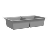 Lavello da cucina in granito doppio vassoio grigio con cerate incluse | Design elegante, resistenza al calore 280 °C, sporca, vasche profonde separate, facile da montare