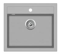 Lavello da cucina in granito vassoio singolo 56,5 x 51 cm, grigio 02_0002324