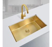 Lavello da cucina in oro Lavandino in Acciaio Inox Vasca Unica Lavabo da Cucina Incasso al mobile Lavandino Commerciale Con miscelatore Cestello di scarico for cucine,balconi,bar(60*40cm(23.6"*15.7"))