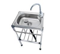Lavello da Cucina Indipendente Con Gambe Lavello in Acciaio Inox Professionale Con Rubinetto Dell'acqua Calda E Fredda Facili Da Montare Per Ristorante Bar Lavanderia Garage Esterni ( Size : 35x48x83c