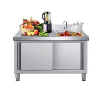 Lavello da cucina indipendente in acciaio inox per esterni, lavello con armadio, banco da lavoro, stoccaggio e rubinetto