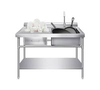 Lavello da cucina, lavello da banco con scomparto a vasca singola, lavello da esterno, lavello commerciale indipendente per catering con cassetti e rubinetti per acqua calda e fredda, per garage,