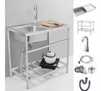 Lavello da cucina, lavello da cucina in acciaio inox, lavello portatile, lavanderia con mobile, stazione esterna, indipendente, campeggio, garage, rubinetto caldo e freddo, set di filtri di