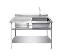 Lavello da cucina, lavello da esterno con cassetto, lavello indipendente in acciaio inox, rubinetto commerciale a una vasca per cucina, bagno, ristorante, fattoria, lavanderia