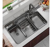 Lavello da cucina, lavello da incasso con rubinetto a cascata, lavello a una vasca, lavello da incasso, bar moderno in stile fattoria, dispenser di sapone in acciaio inox, set di filtri per